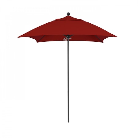 California Umbrella 6' Black Aluminum Market Patio Umbrella, Sunbrella Jockey Red 194061334041